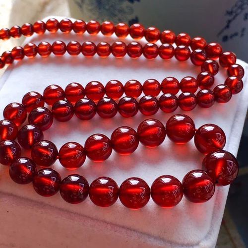 天然橙红石榴石项链收藏级塔链颜色鲜艳漂亮高冰透美容养颜女人石