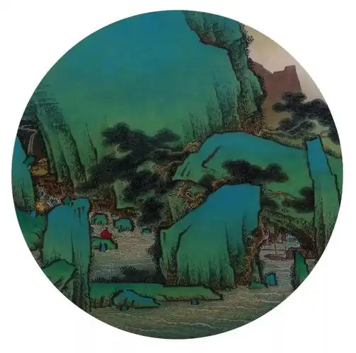 杨秀臣工笔青绿山水扇面欣赏