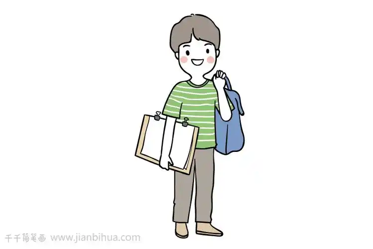 阳光帅气的男生简笔画