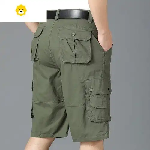 fishbasket季薄款男士短裤大码休闲五分裤男肥佬中老年宽松多袋工装