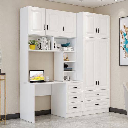 定制书柜衣柜连书桌一体小户型卧室柜子家用书橱组合靠墙柜多功能
