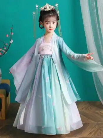 汉服儿童女新款古代公主裙儿童超仙古装古风裙子学生中国风连衣裙牧植