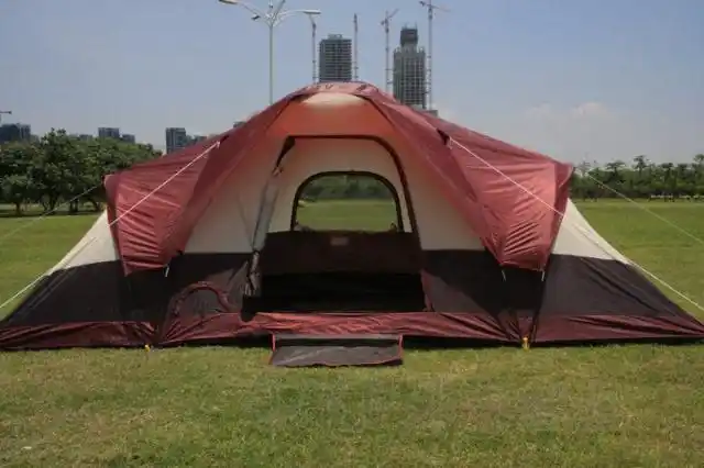 8-10人野营户外多人双层帐篷/防雨压胶/防风/材料大型帐篷 红色