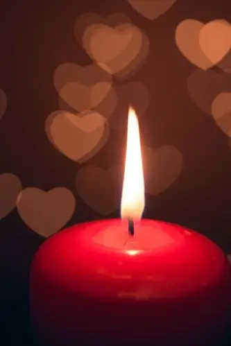 红蜡烛,火焰,爱的心 4k