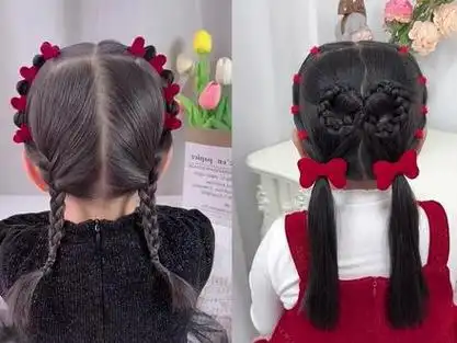 12岁女童过年发型两个辫子_辫子发型儿童女12岁_七岁小女孩扎辫子发型