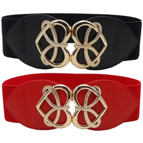 尼曼韩版简约百搭女士腰封装饰连衣裙大衣宽皮带女青年黑红松紧腰带女