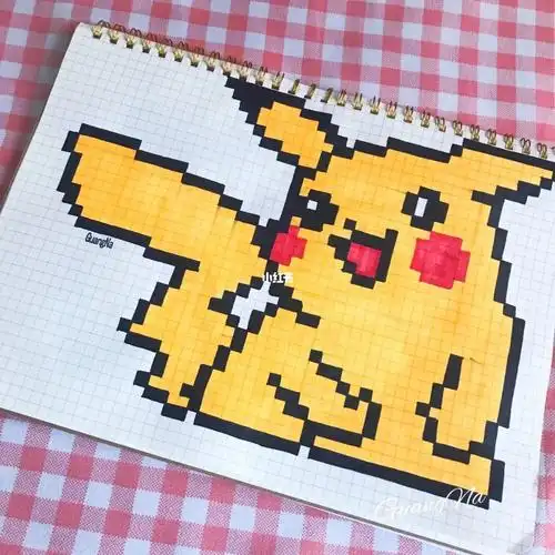 像素画格子画73皮卡丘