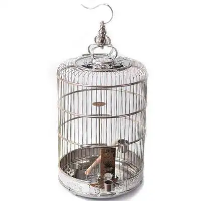 百灵不锈钢闽笼百灵鸟专用精雕伸缩蘑菇舞台鸟笼