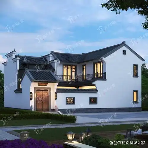 二层带庭院中式农村自建房别墅施工图纸推荐,打造高品质养老生活