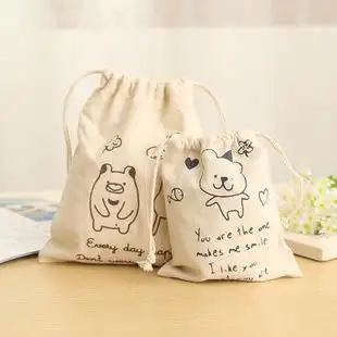 棉麻束口袋 创意家居抽拉式束口袋 可爱环保棉麻袋