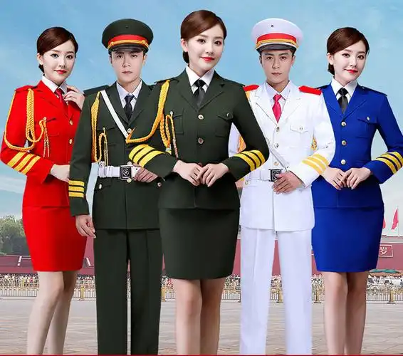 男女军鼓队演出服升旗手服装成人管乐队学生锣鼓乐队合唱团表演服