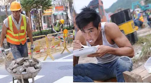明明演的是富二代,一夜之间变工地小哥,穿着工地装的彭于晏像不像农民
