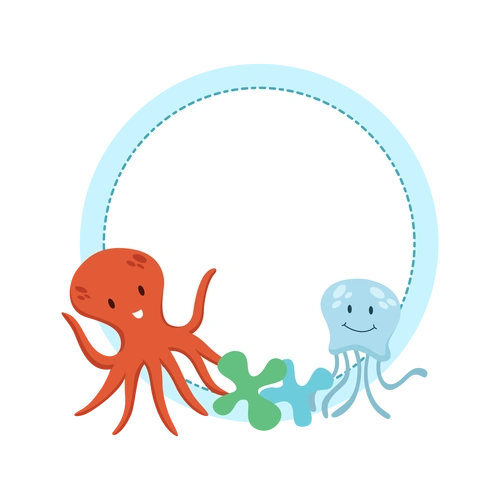 大海海洋生物章鱼装饰插画