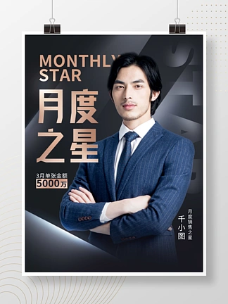 简约大气商务公司企业月度之星人物宣传海报