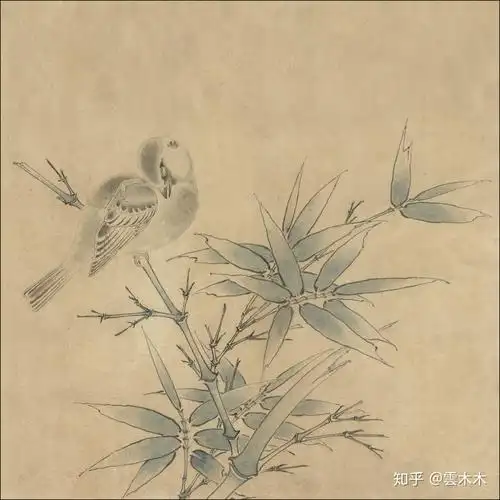 宋小品竹雀图工笔绘画步骤图