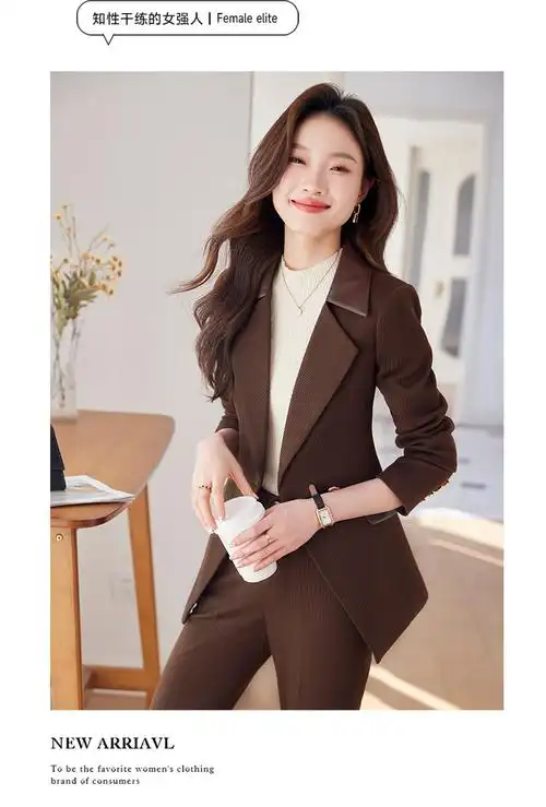 2024春夏新款女职业套装时尚小西装修身百搭显瘦通勤休闲套裤套