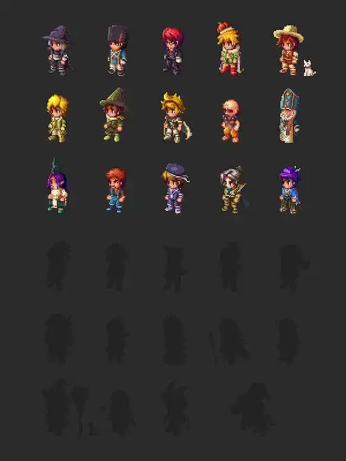 各职业像素角色上