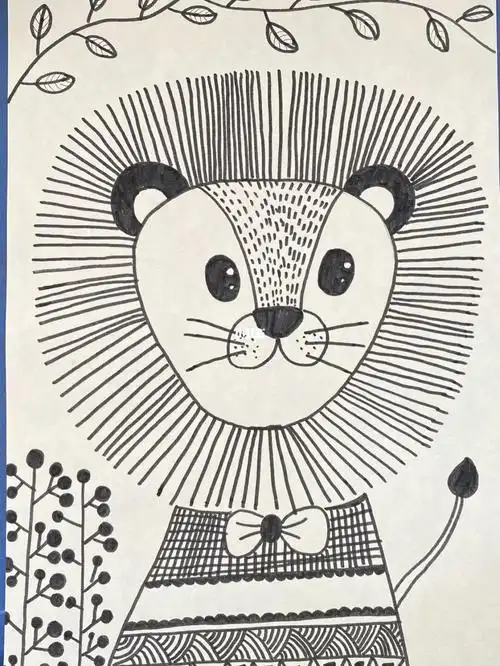 创意儿童画小狮子线条画6–7岁
