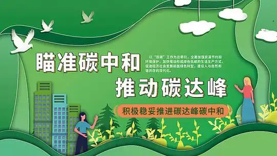 碳中和碳达峰绿色剪纸风双碳展板