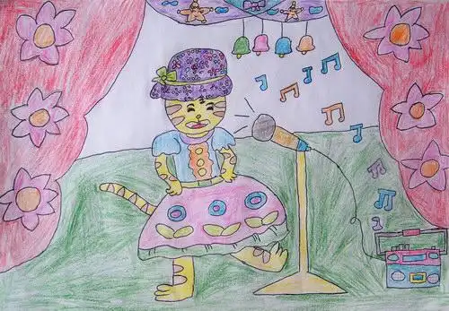 唱歌/少儿绘画作品/儿童画/网络美术馆_中国少儿美术教育网