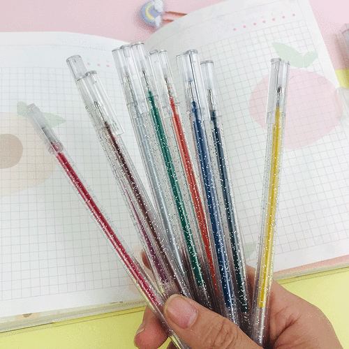 创意闪光啫喱笔diy涂鸦中性笔9色一盒闪亮高光笔学生荧光手账笔