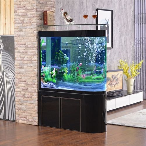 客厅鱼缸中大型家用落地玄关风水招财简约现代免换水子弹头水族箱