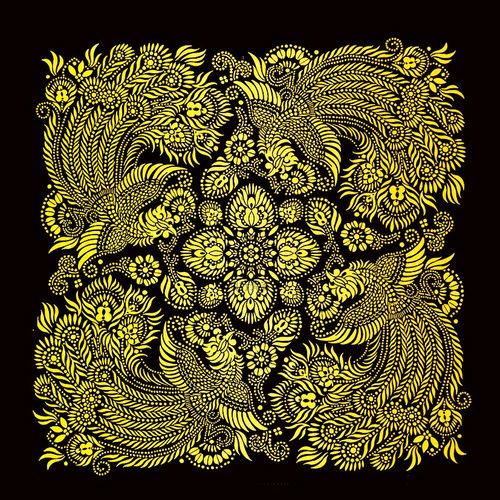 唐卡挂画有凤来仪凤凰图现代描金线稿简约涂色diy手绘礼物油画布