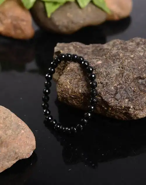 中性黑色天然黑碧玺角度转运手链