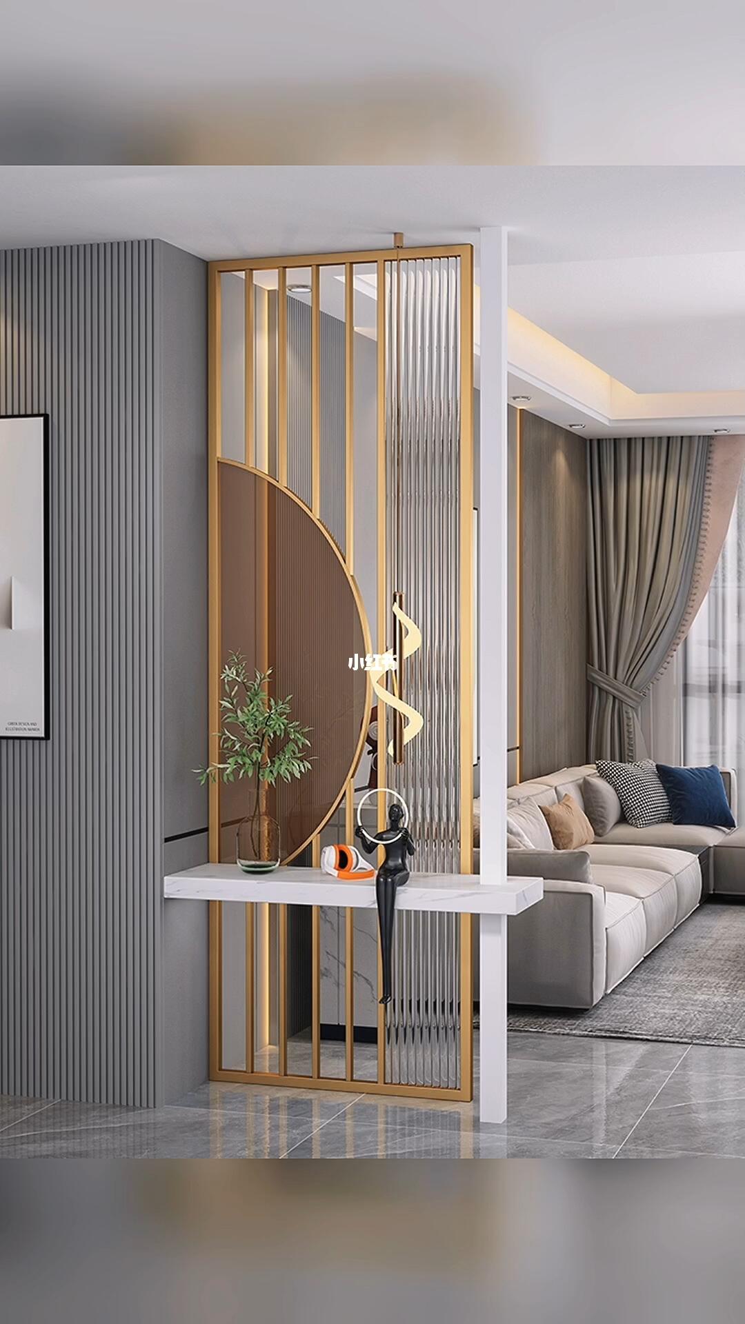 北欧轻奢家用客厅半墙隔断柜屏风装饰画入户